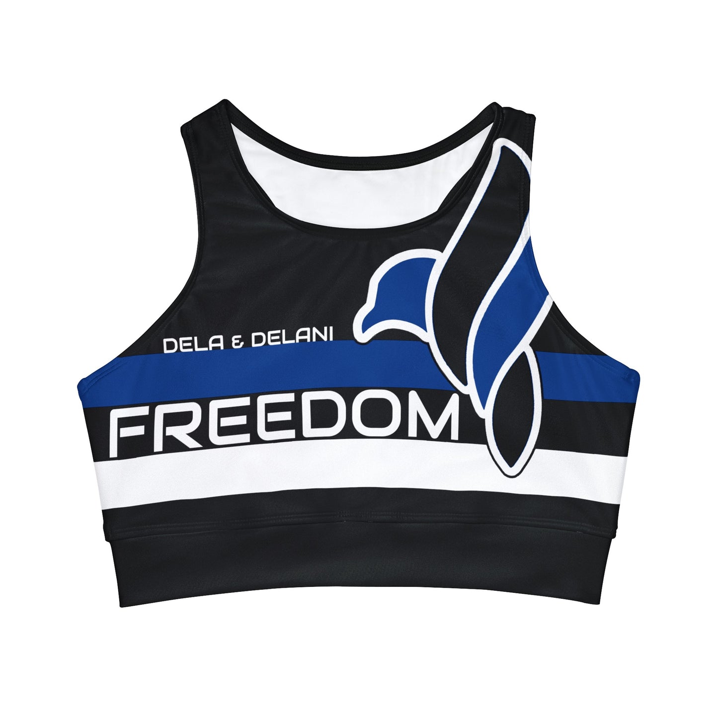 DELA & DELANI - Freedom High Neck Crop Bikini Top (AOP)